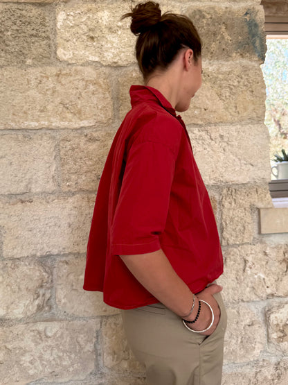 Gabby 3/4 sleeve blouse Cherry red