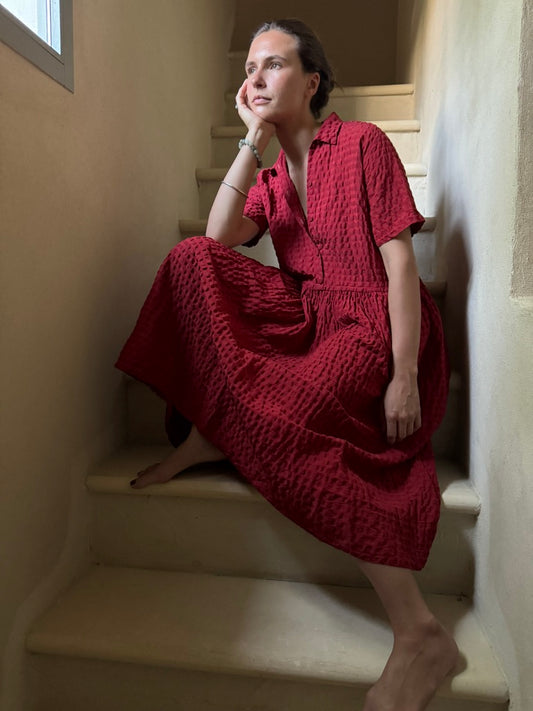 Short sleeve Dress Cherry red