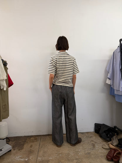 Cotton Polo Shirt Stripe Terry