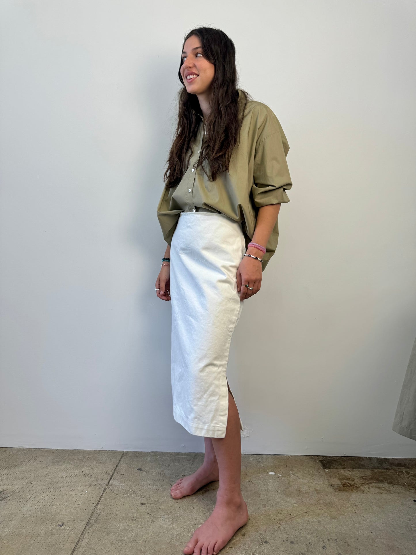 PENICL SKIRT WHITE DENIM