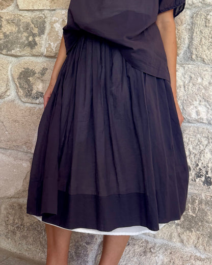 Skirt Pleated Flat Front Zipper Cotton Voile