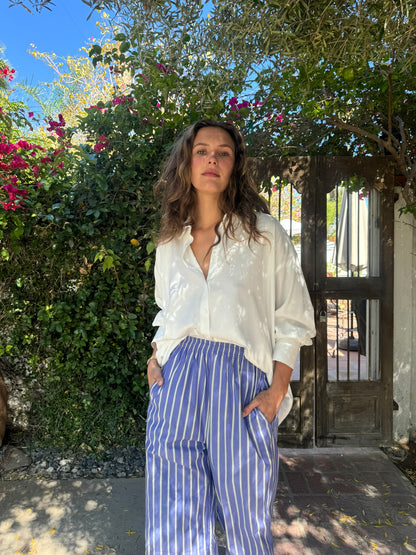 BLUE & WHITE STRIPED COTTON PANT