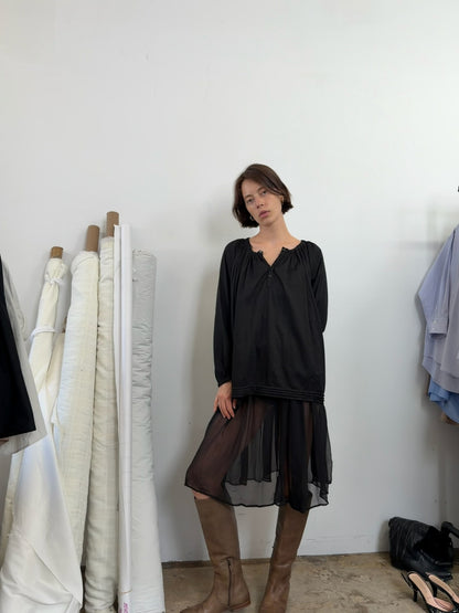 BOHO POET BLOUSE Black