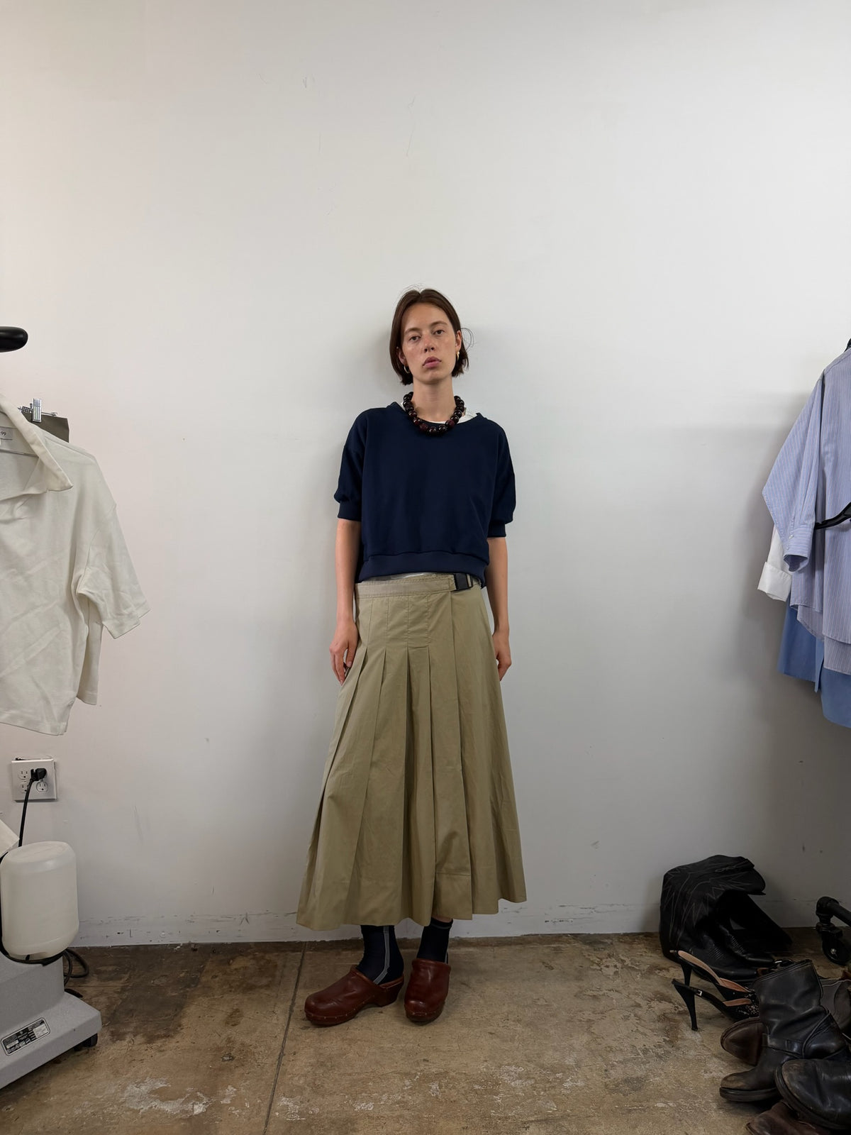 KHAKI WRAP SKIRT