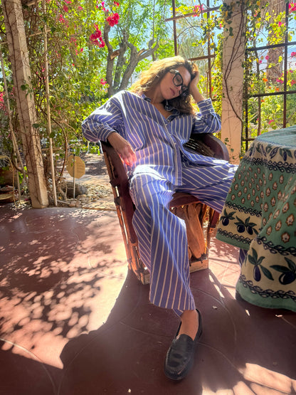 BLUE & WHITE STRIPED COTTON PANT