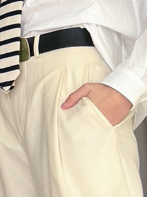 Pleated Off White Pants