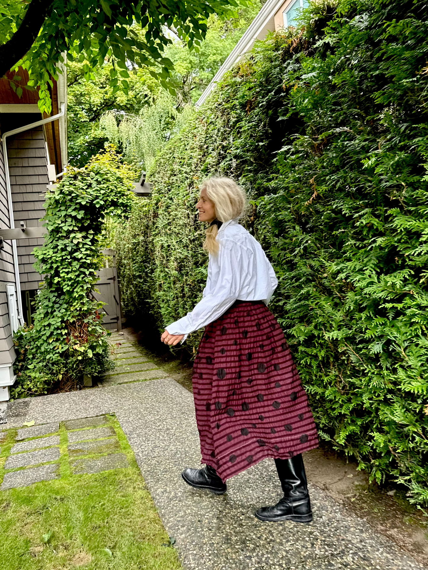 SKIRT POLKA DOT CLARET