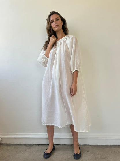 white Sheer cotton voile dress