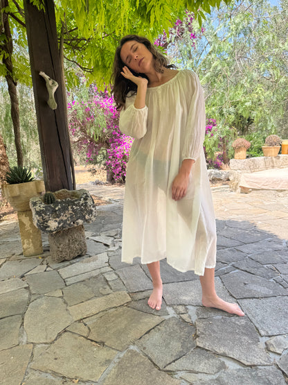 white Sheer cotton voile dress