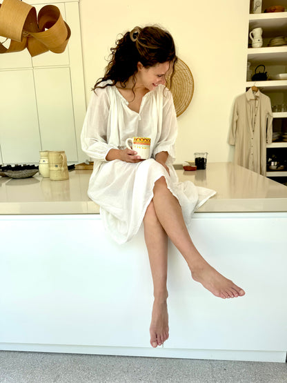 white Sheer cotton voile dress
