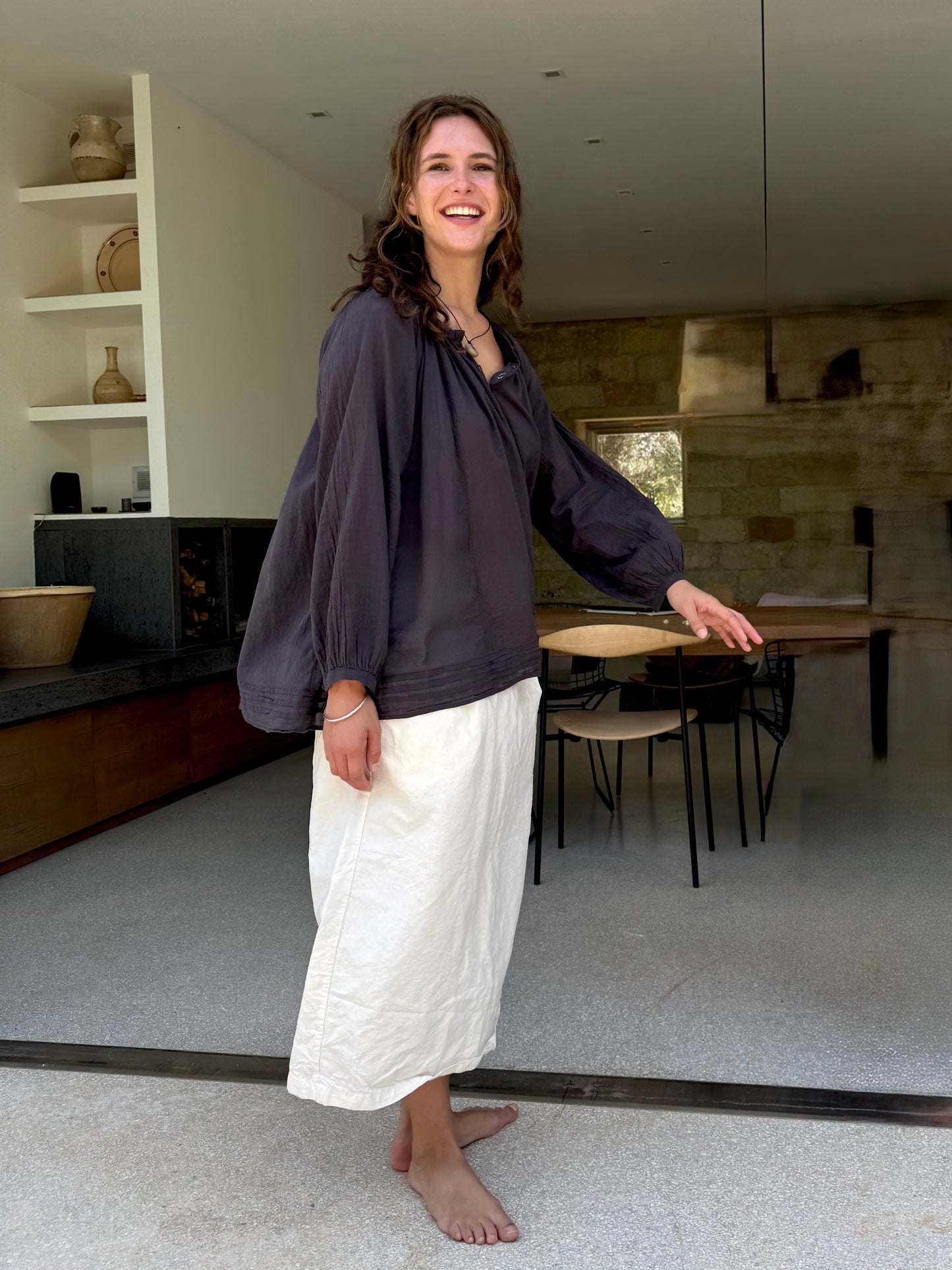 BOHO POET BLOUSE AUBERGINE