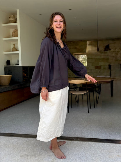 BOHO POET BLOUSE AUBERGINE