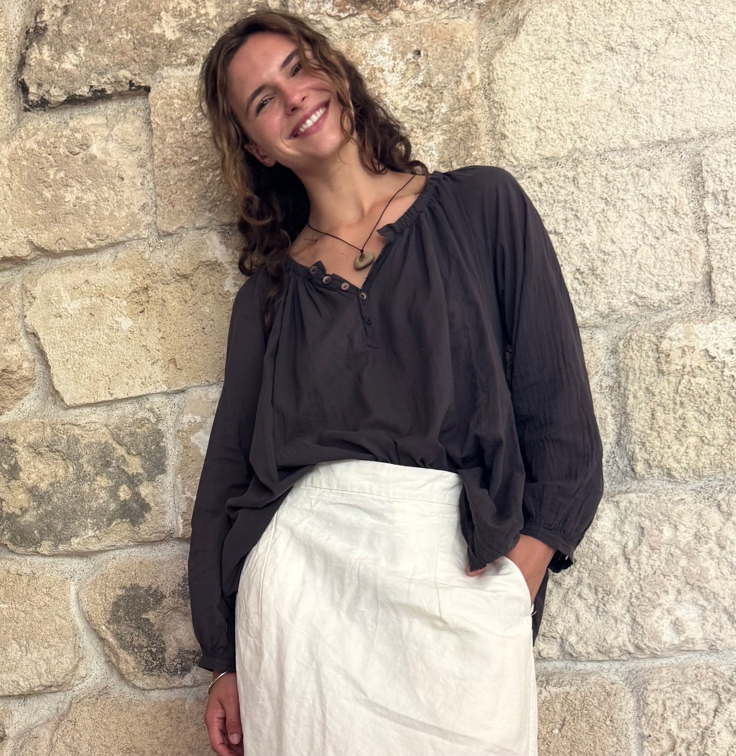BOHO POET BLOUSE AUBERGINE