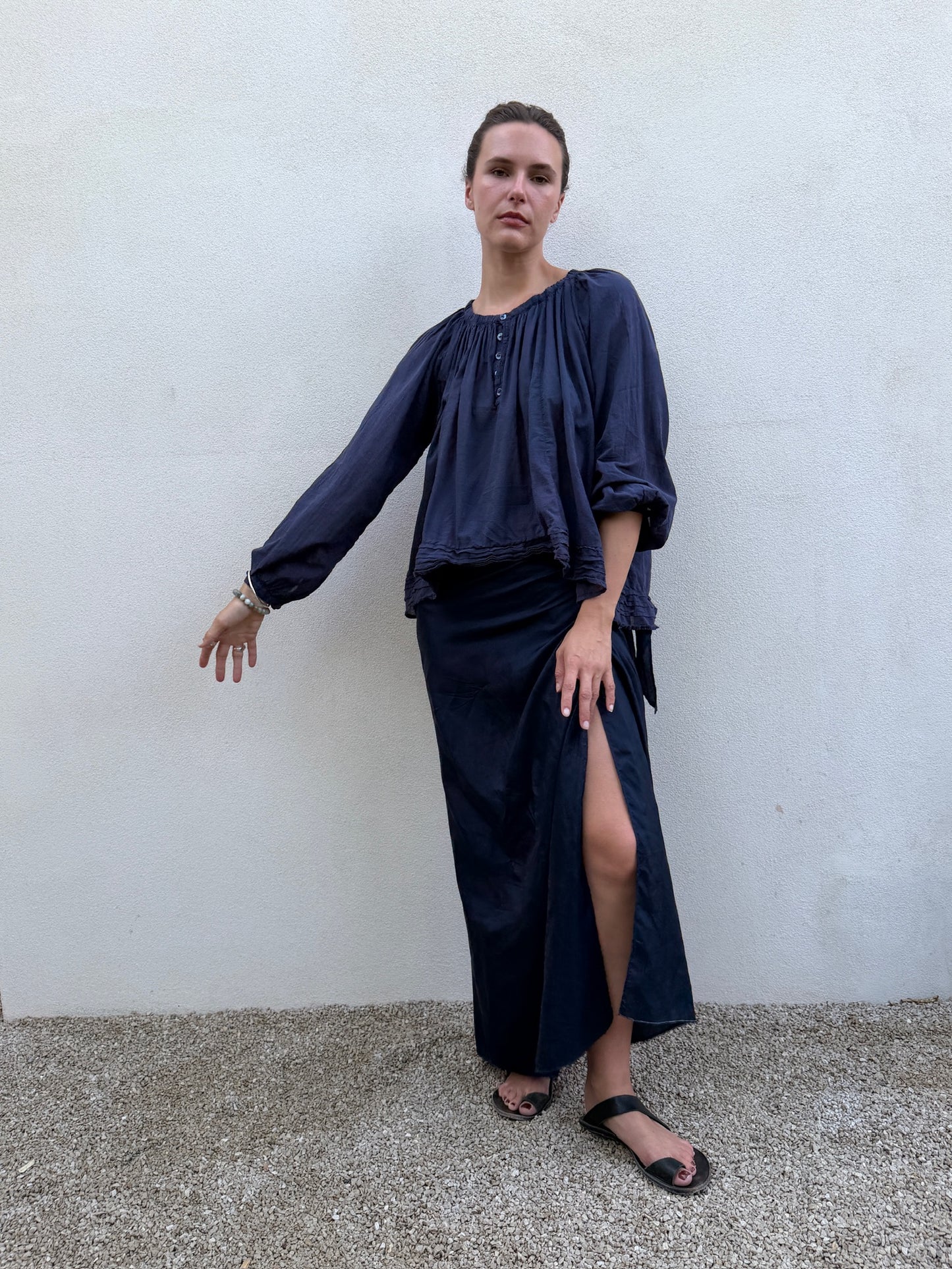 BOHO POET BLOUSE Navy