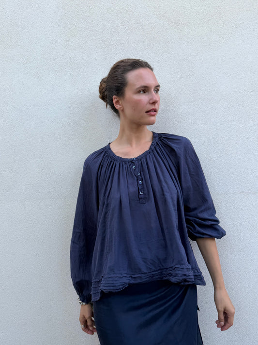 BOHO POET BLOUSE Navy