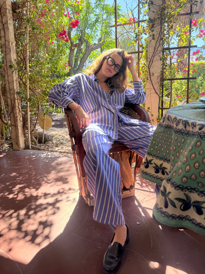 STRIPED COTTON LAWN ARTIST SHIRT