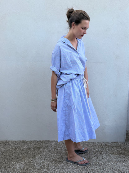 ARTIST SHIRT WITH TIE in Blue Stripe