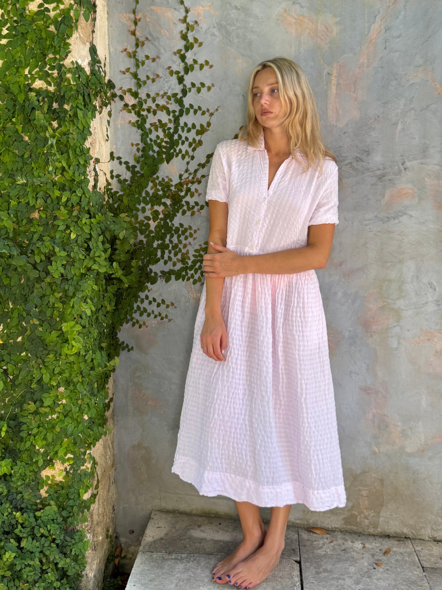 Short sleeve Dress Cotton candy pink