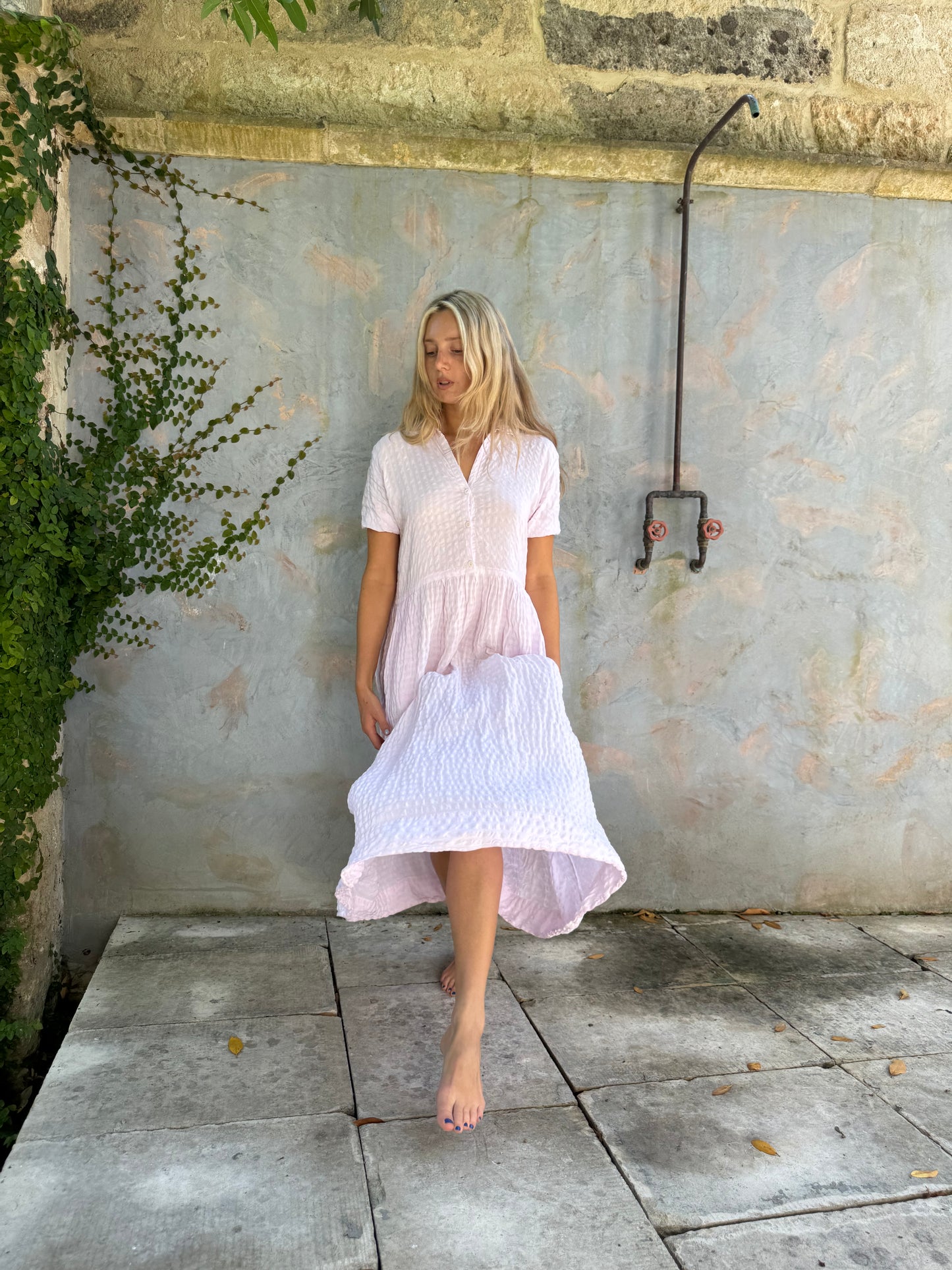 Short sleeve Dress Cotton candy pink