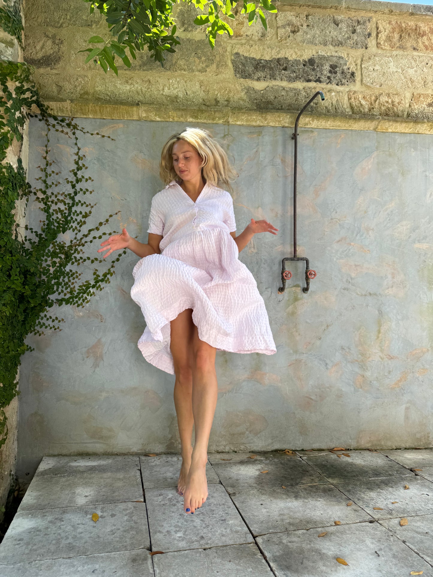 Short sleeve Dress Cotton candy pink
