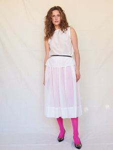 White Cotton Silk Skirt
