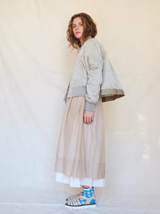 Khaki Cotton Silk Skirt