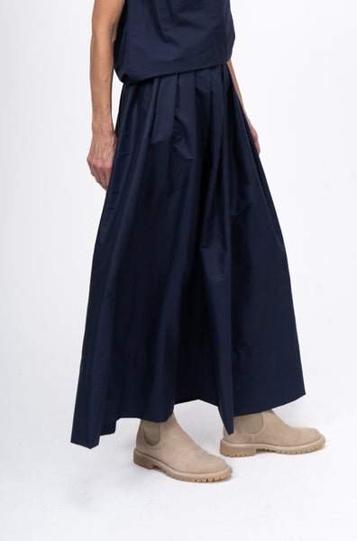 Skirt Navy Polished Cotton
