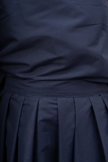 Skirt Navy Polished Cotton