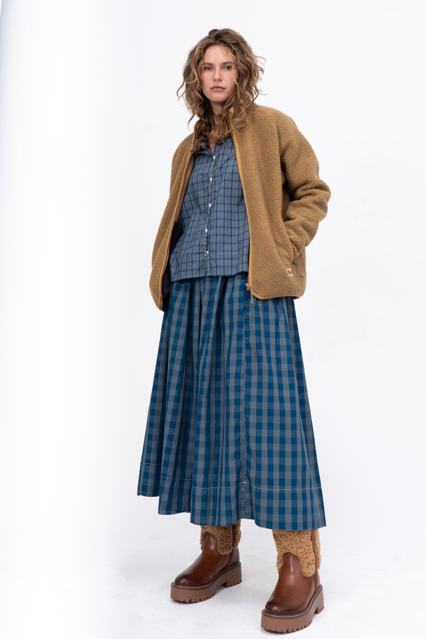 Skirt Blue Check Cotton