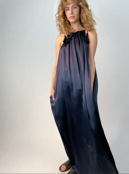 Silk Goddess dress Navy Blue