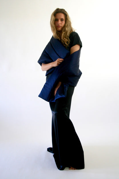 Navy Silk Wrap