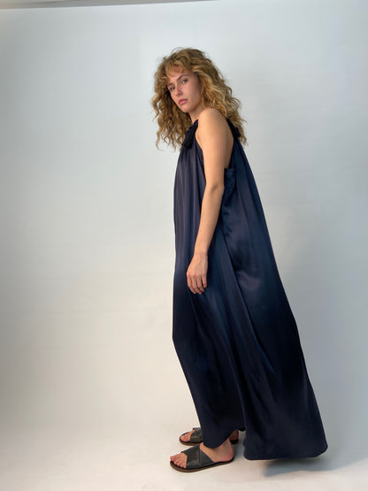 Navy Silk Maxi Dress