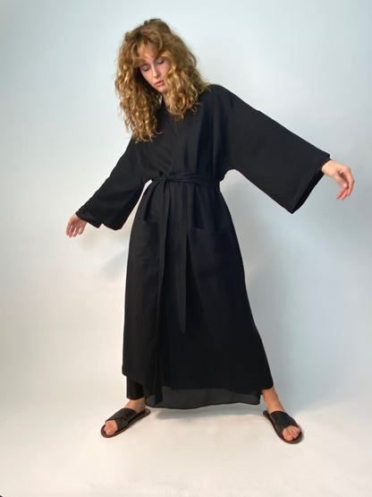 Black Linen Robe