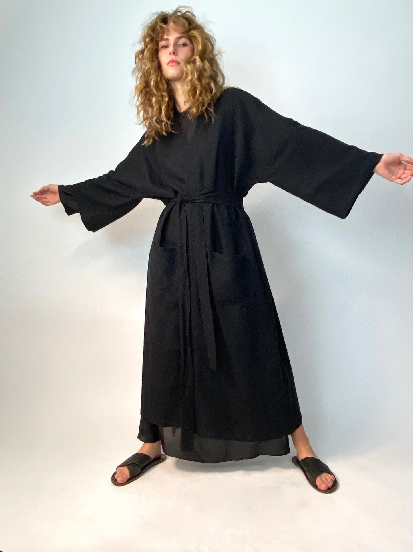 Black Linen Robe