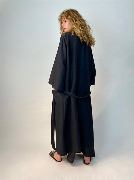 Black Linen Robe