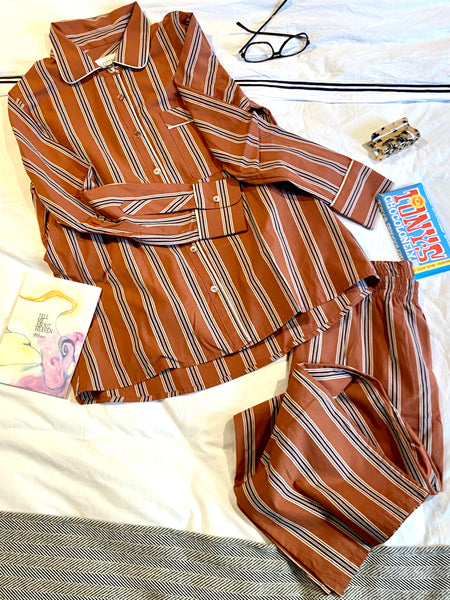 Pajama Shirt Striped Cotton