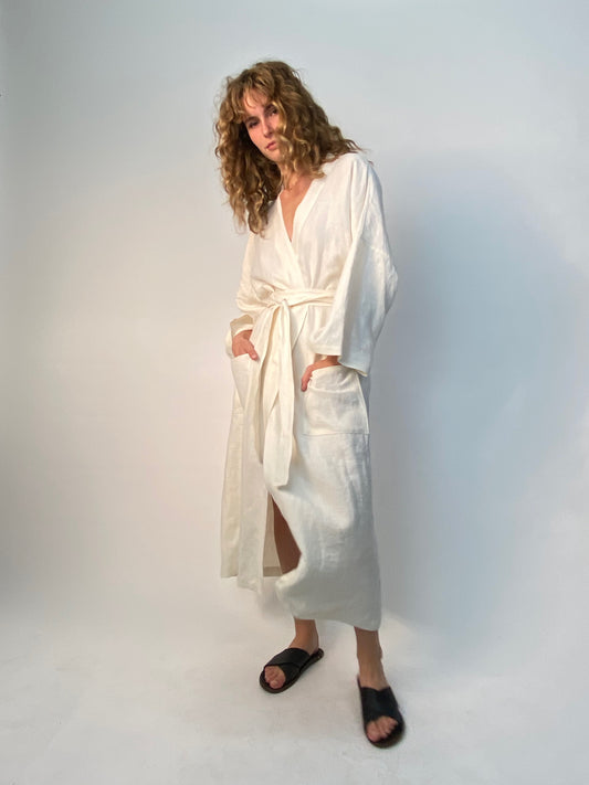 White Linen Robe