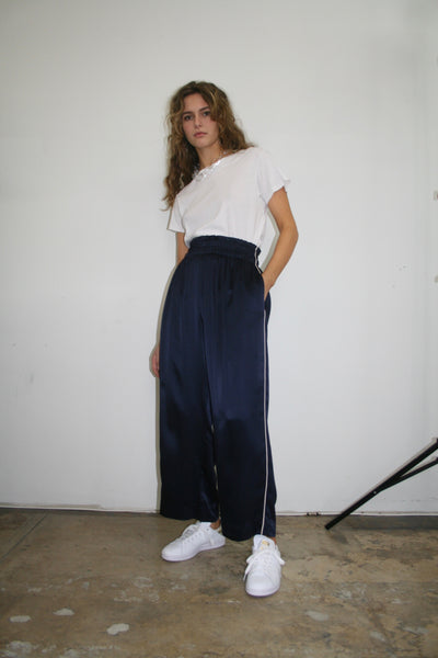 Silk pant navy blue