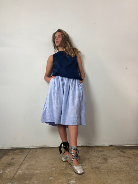 Skirt linen light blue