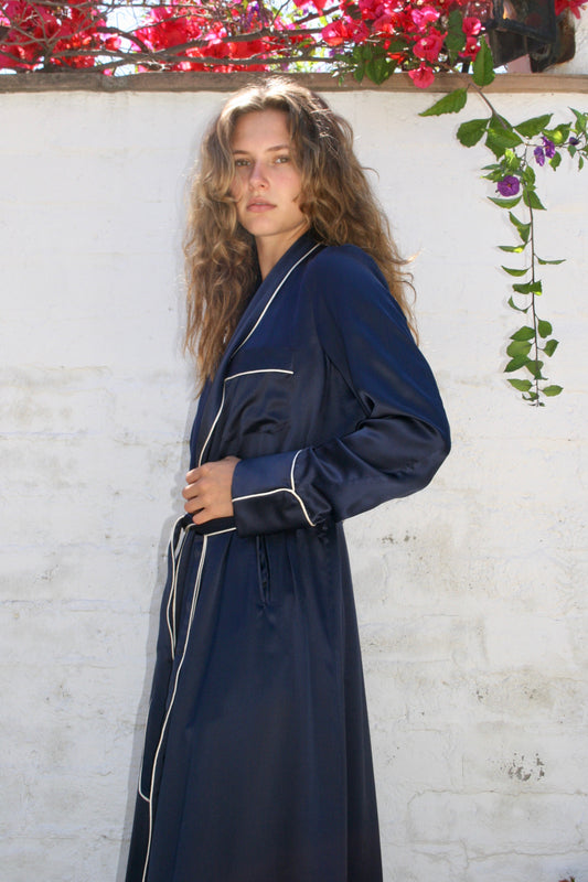 Silk Navy Robe