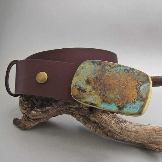 Leather belt and hand crafted brass buckle